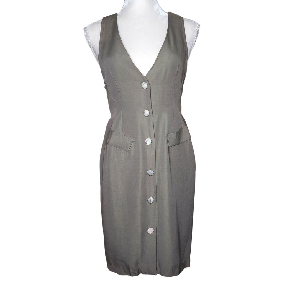 Vintage 90's Y2K Green Fitted Dress Size Small